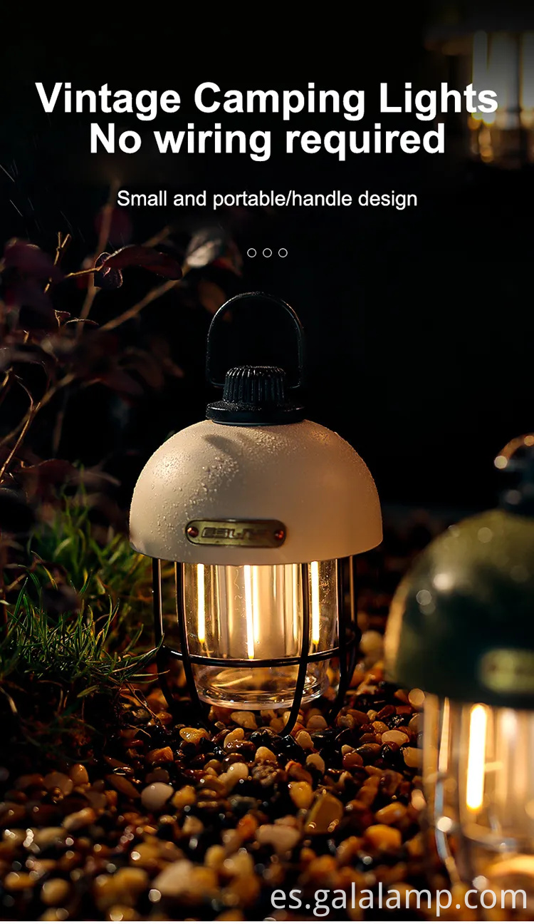 Luz de campamento solar LED retro con batería incorporada en 18650